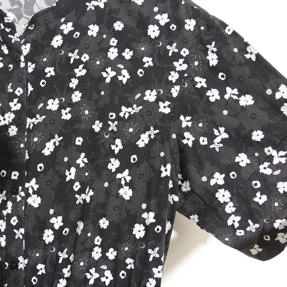 THE KIT. Cobie Midi Shirtdress Black White Primrose Floral Button Front Size 6 - Picture 6 of 13